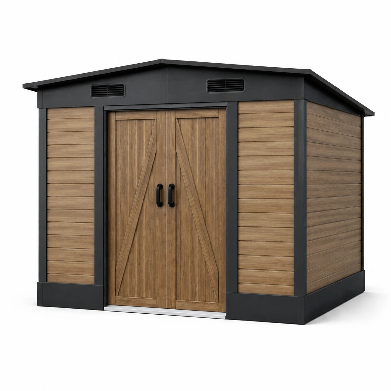 Abri de jardin en plastique marron et noir 210x130x185 cm