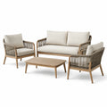 Ensemble de salon de jardin en bois et corde beige