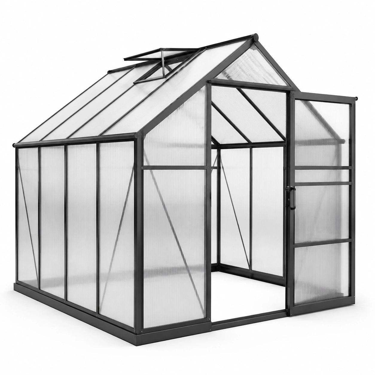 Serre de jardin en polycarbonate et métal noir 250x300x220 cm