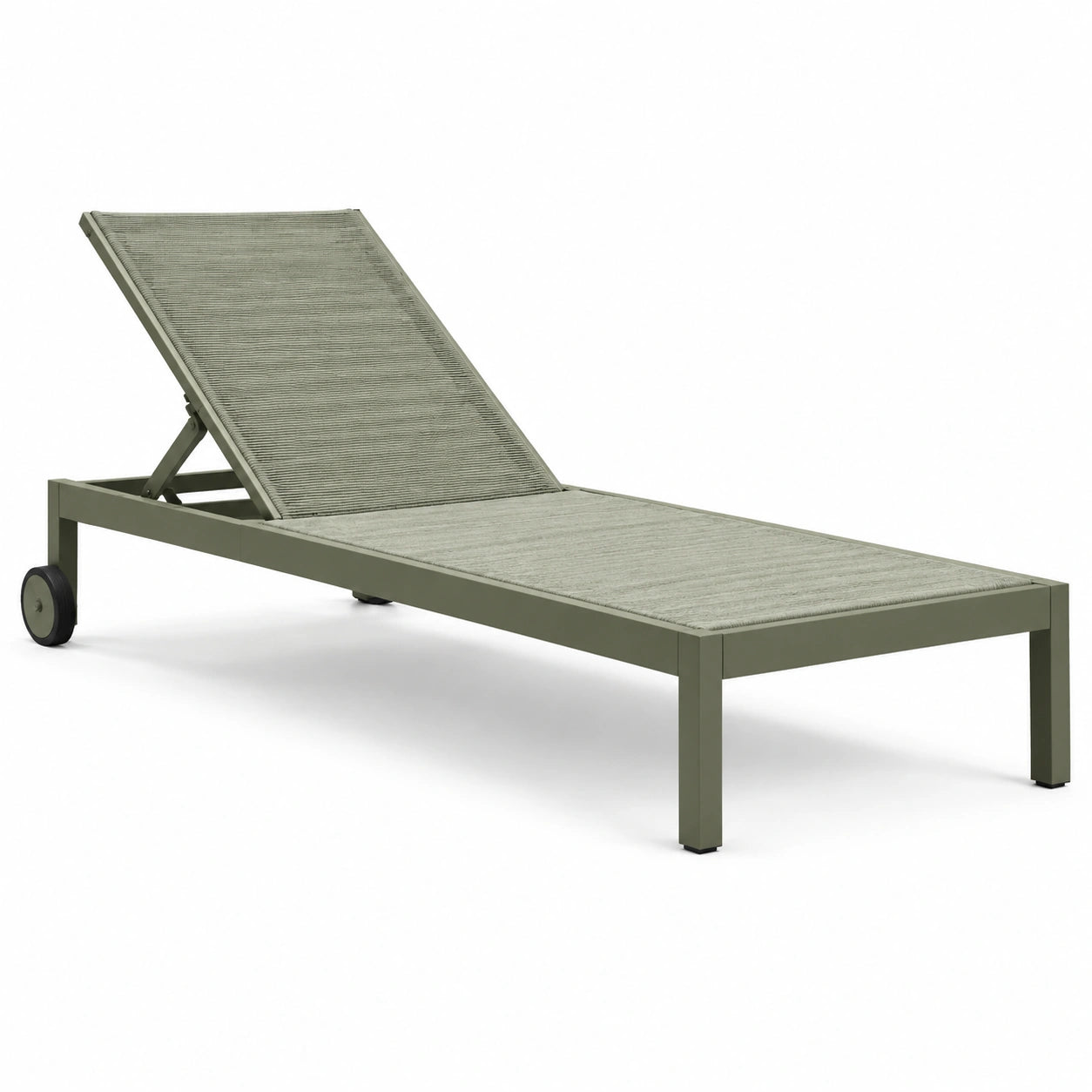 Chaise longue de jardin en aluminium et textilène vert 200x68x35 cm