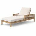 Chaise longue en bois avec coussin en polyester beige