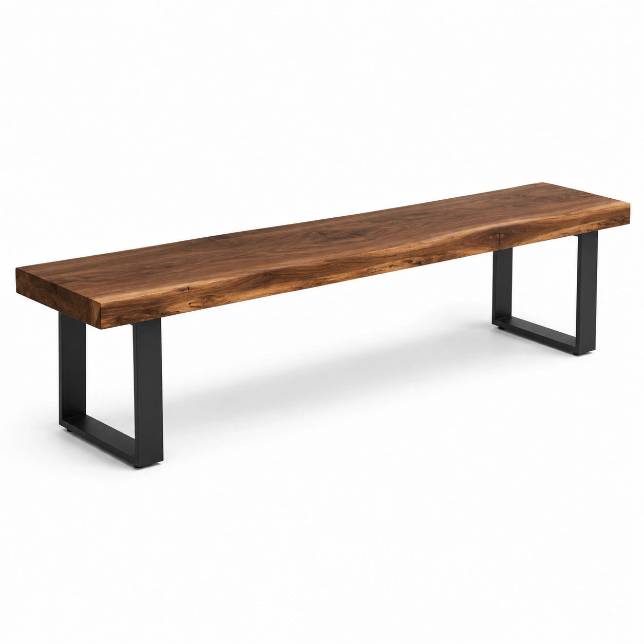 Banc en bois de manguier avec pieds en métal noir 180 cm