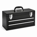 Boîte à outils en métal noir avec 2 tiroirs