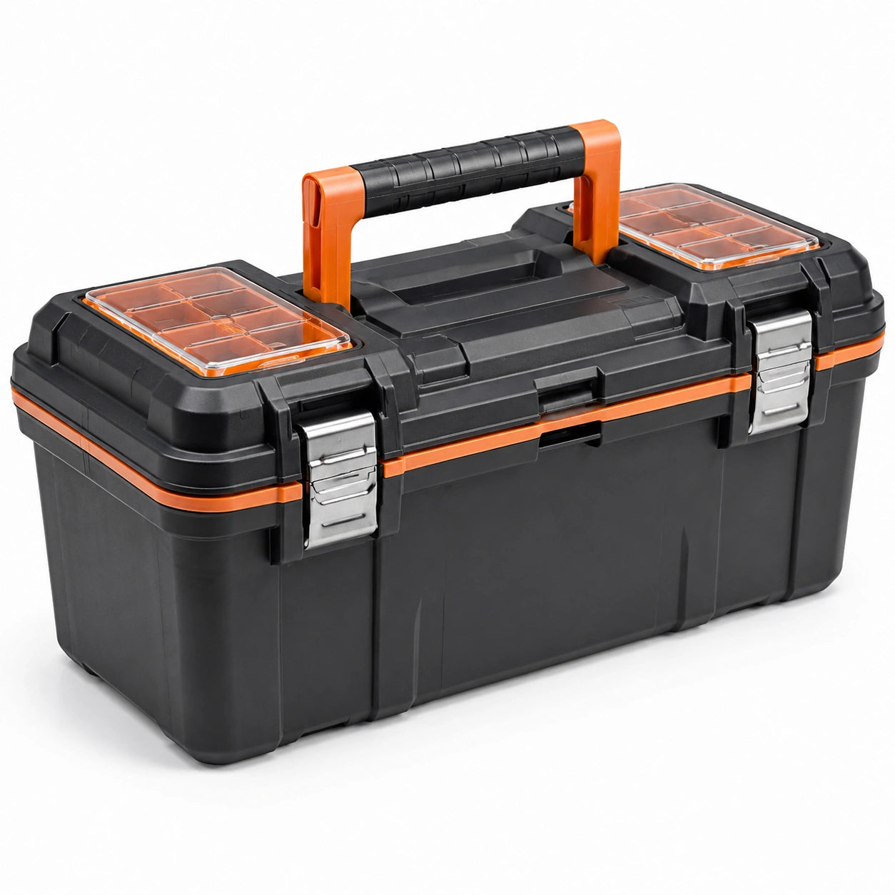 Boîte à outils en plastique noir avec compartiments 50x25x20 cm