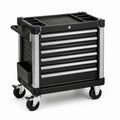Chariot à outils en métal noir avec roulettes