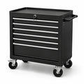 Chariot à outils en acier 6 tiroirs avec roulettes verrouillables noir