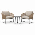 Ensemble de Table Bistrot avec 2 Fauteuils en Corde tissée et Table Ronde en Aluminium